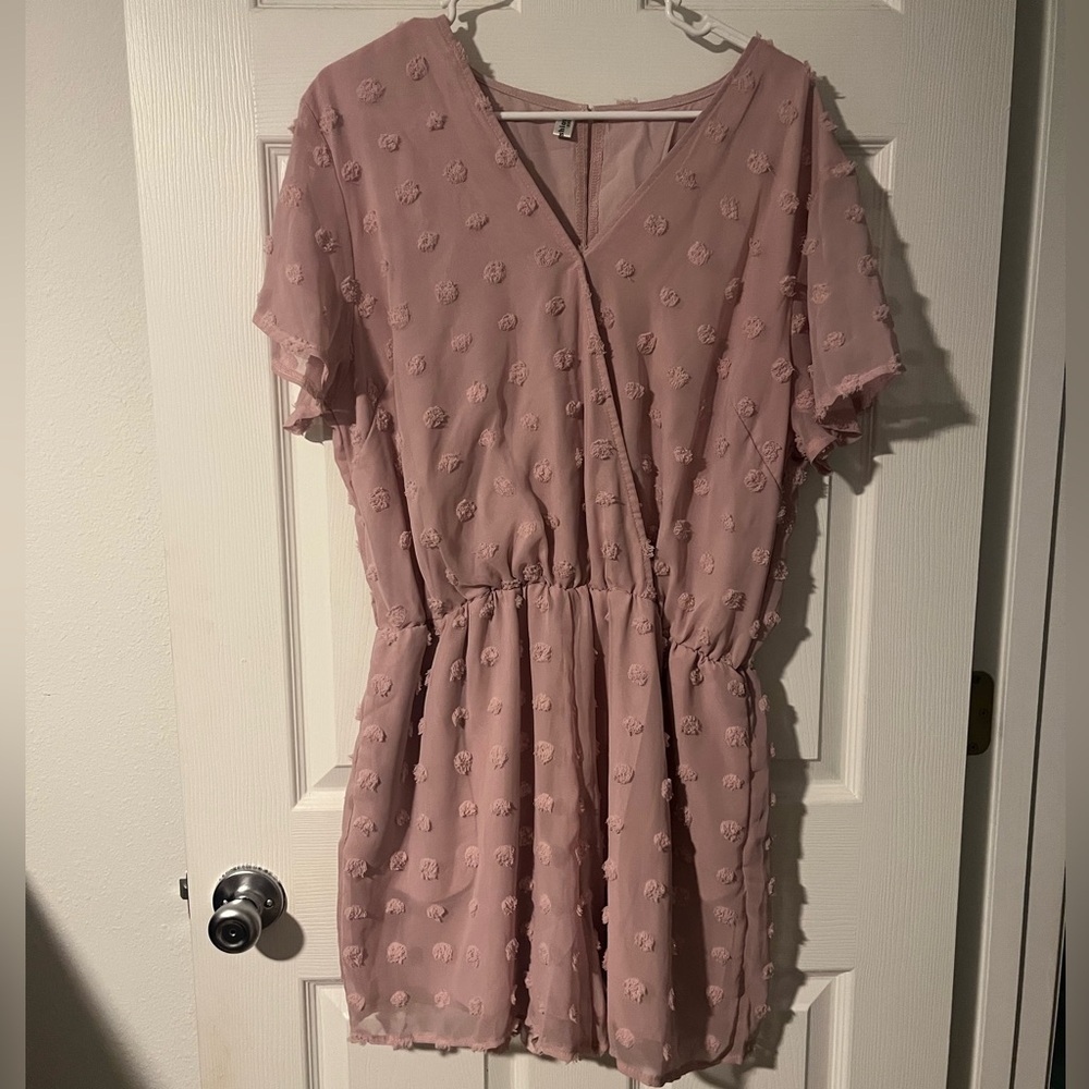 Pink Polka Dot Short Sleeve Romper